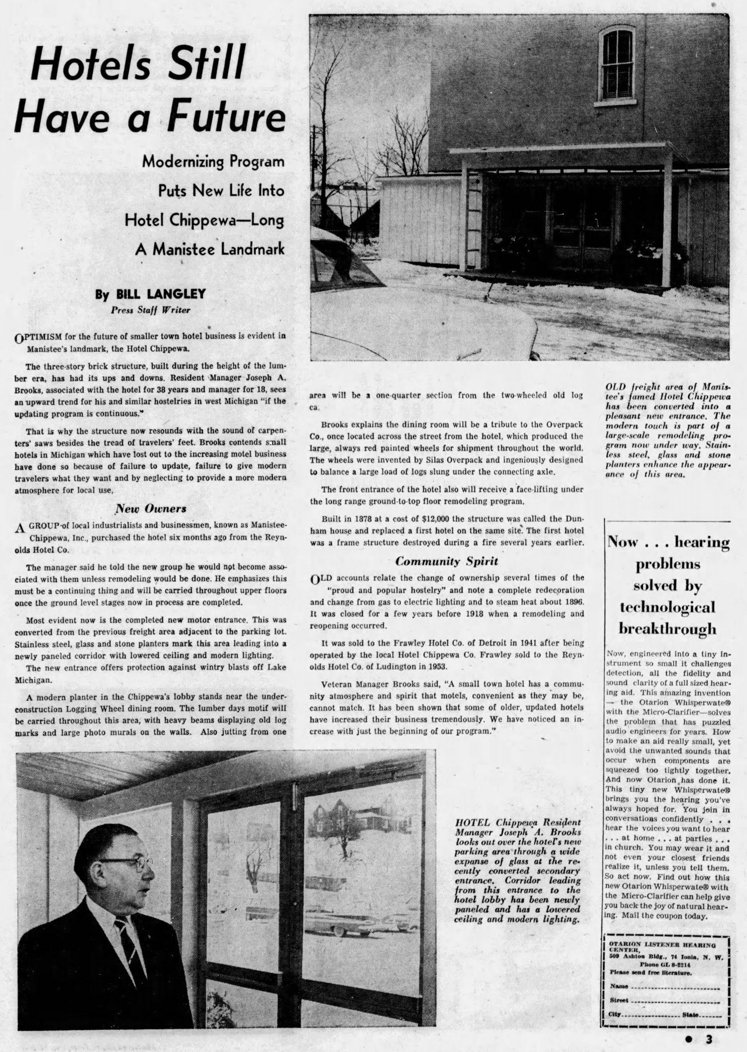 Chippewa Hotel (Hotel Chippewa) - January 1960 Article (newer photo)